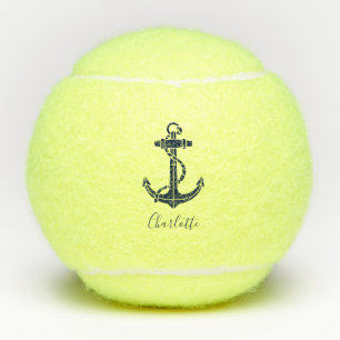 Nautical Boat Anchor Trainer Player Personalised Tennis Balls
