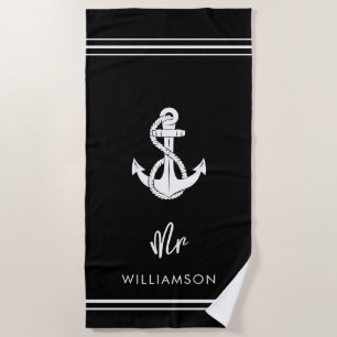 Nautical Boat Anchor Wedding Bridegroom Swag Beach Towel