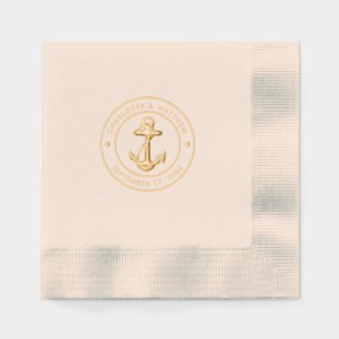 Nautical Boat Anchor Wedding Party Foil Napkins
