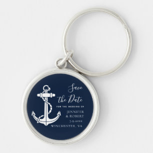 Nautical Boat Anchor Wedding Save the Date Key Ring