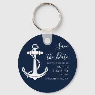 Nautical Boat Anchor Wedding Save the Date Key Ring