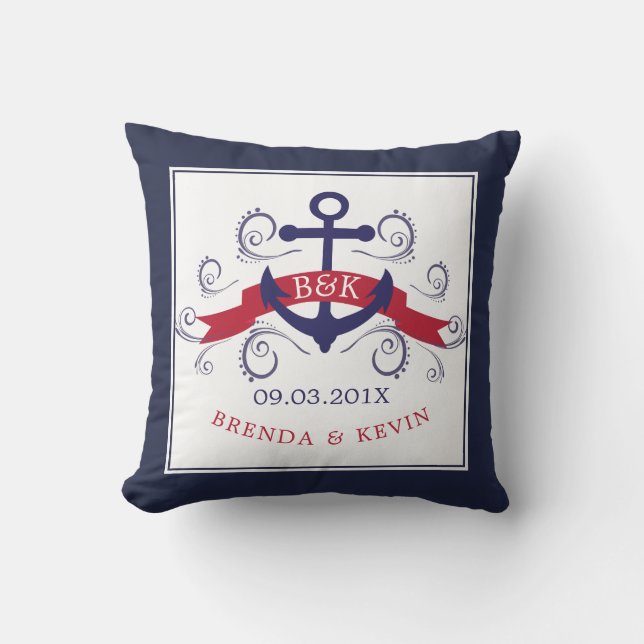 Nautical boat anchor Wedding Template Cushion (Front)