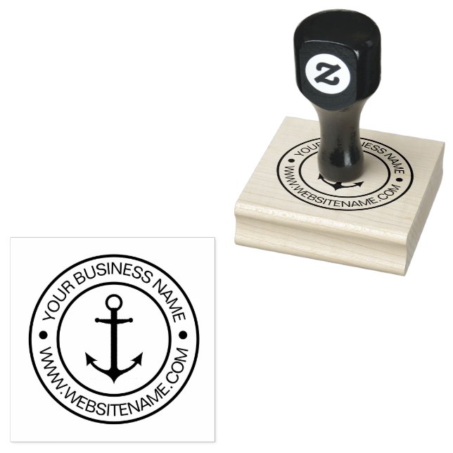 Nautical boat anchor Your Business Text Custom     Rubber Stamp (Stamped)