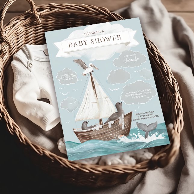Nautical Boat Baby Shower Invitation (Creator Uploaded)