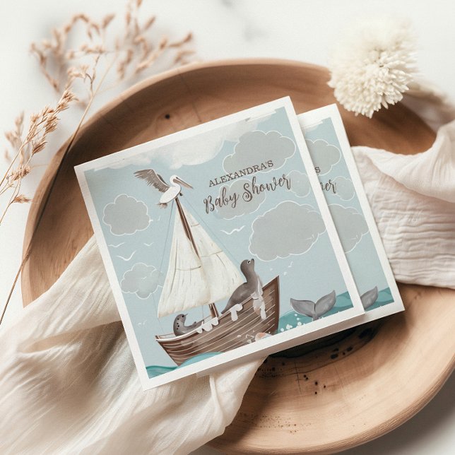 Nautical Boat Baby Shower Napkin (Creator Uploaded)