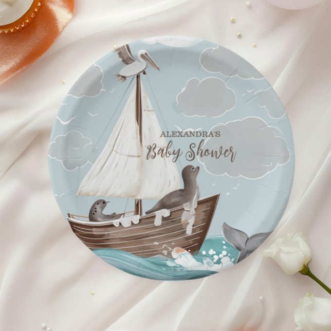 Nautical Boat Baby Shower Paper Plate (Creator Uploaded)
