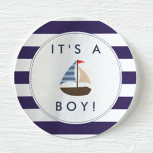 Nautical Boat Baby Shower Stickers - It's A Boy!