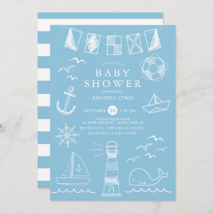 Nautical boat Boy Baby Shower Invitation