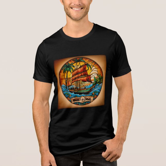 #Nautical #Boat Design T-Shirt for Men/Women" Tri-Blend Shirt (Front)