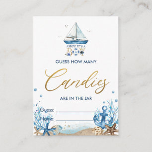 Nautical Boat Guess How Many Candies in Jar Game Enclosure Card