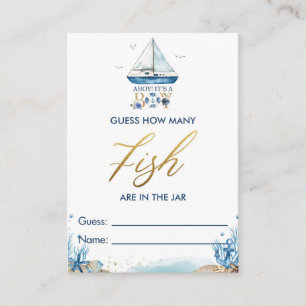 Nautical Boat Guess How Many Fish in Jar Game Card