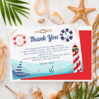 Nautical boat lighthouse blue red baby shower 