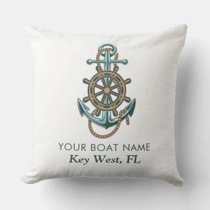 Nautical Boat Name Anchor Beach House Custom Cushion