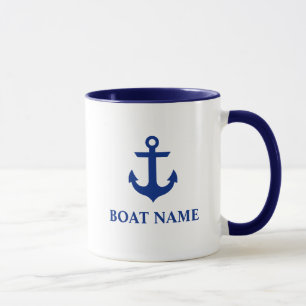 Nautical Boat Name Anchor Blue and White Mug