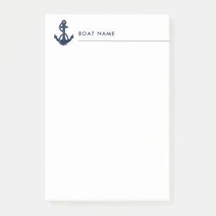 Nautical Boat Name Anchor Boating Custom Post-it Notes