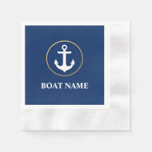 Nautical Boat Name Anchor Cocktail Blue Gold