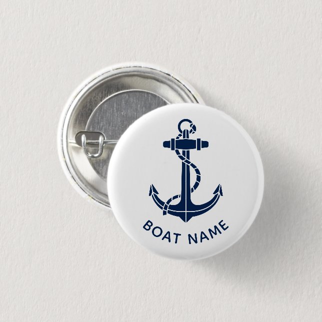 Nautical Boat Name Anchor Cruise Trip Custom 3 Cm Round Badge (Front & Back)