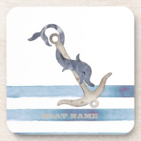 Nautical Boat Name,Anchor Dolphin Stripes