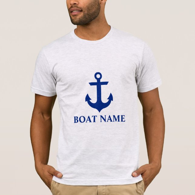 Nautical Boat Name Anchor Grey T-Shirt (Front)