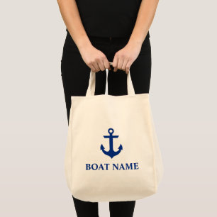 Nautical Boat Name Anchor Grocery Tote Bag