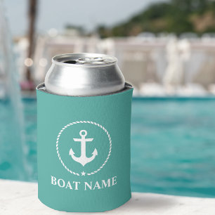 Nautical Boat Name Anchor Rope Can Cooler