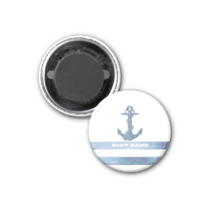 Nautical Boat Name,Anchor,Rope,Light Blue Stripes Magnet