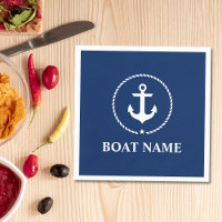 Nautical Boat Name Anchor Rope Navy Blue