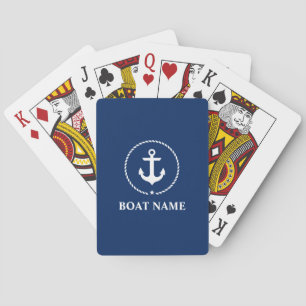 Nautical Boat Name Anchor Rope Navy Blue Playing Cards