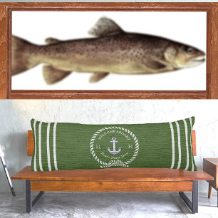 Nautical Boat Name Anchor Rope Teal Blue Welcome   Body Cushion