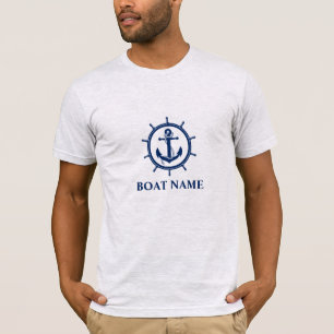 Nautical Boat Name Anchor Rope Wheel Grey T-Shirt