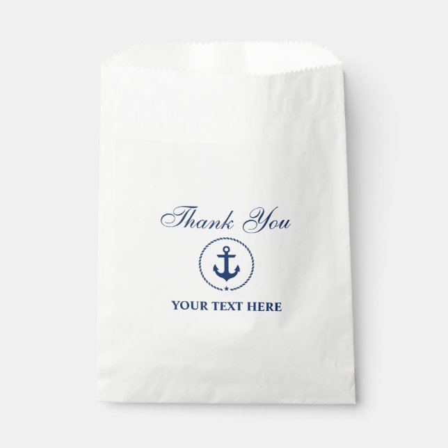 Nautical Boat Name Anchor Rope White Favour Bags (Front)