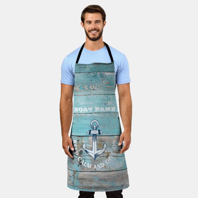 Nautical Boat Name Anchor Rustic Wood Apron (Worn)