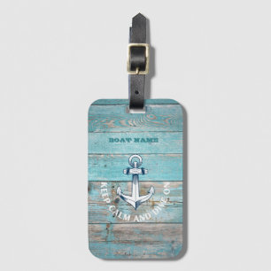 Nautical Boat Name Anchor Rustic Wood Luggage Tag