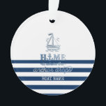 Nautical Boat Name,Anchor Sea Navy Blue Striped Ornament<br><div class="desc">This image features anchor on a navy blue striped background.</div>