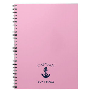Nautical Boat Name Captain Custom Notebook