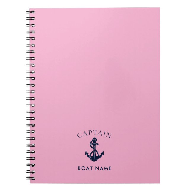 Nautical Boat Name Captain Custom Notebook (Front)