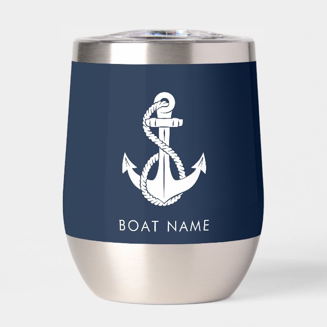 Nautical Boat Name Navy Blue Anchor Custom (Front)
