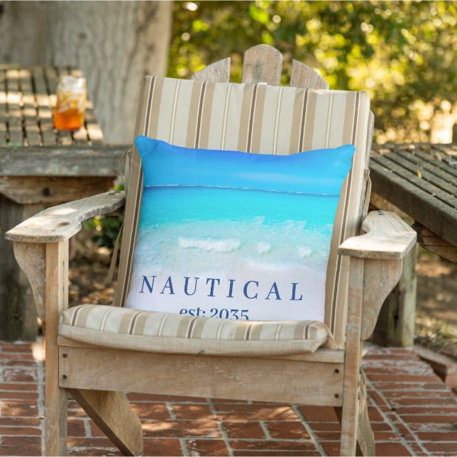 Nautical Boat Name Ocean Sea Blue  Cushion (Chair)