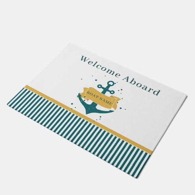 Nautical Boat Name Personalised Doormat (Angled)