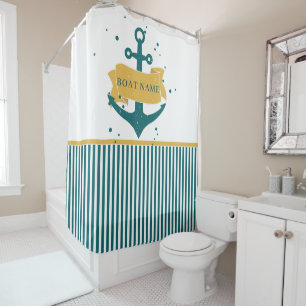 Nautical Boat Name Personalised Shower Curtain
