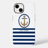 Nautical Boat Name,Retro Anchor Navy Blue