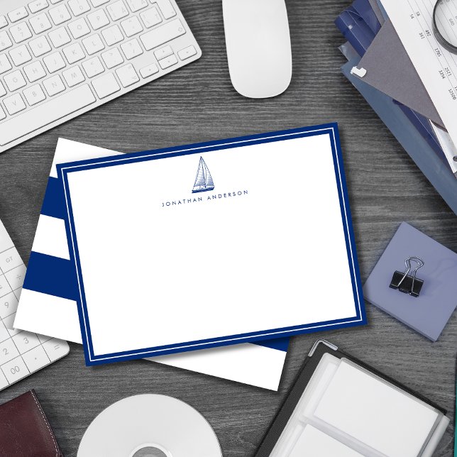 Nautical Boat Navy Custom Note Card (Creator Uploaded)