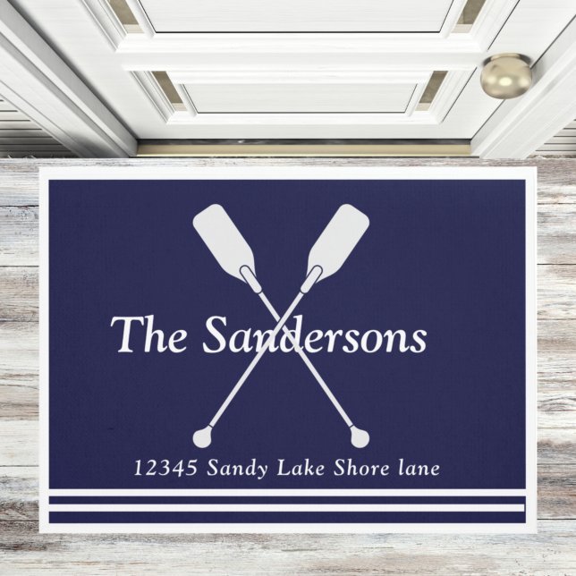 Nautical  Boat Paddles Navy Blue White  Doorm Door Doormat (Creator Uploaded)