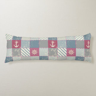 Nautical Boat Ship Wheel Anchor Patchwork Design Body Cushion