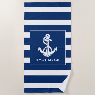 Nautical Boat Swag White Anchor Custom Beach Towel