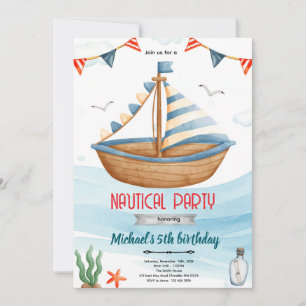 Nautical boat theme party invitation
