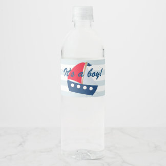 Nautical boat water bottle label for baby shower