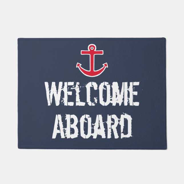 Nautical Boat Welcome Aboard Doormat Mat Rug Gift (Front)