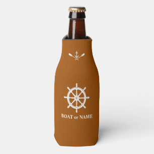 Nautical Boat Wheel Anchor Oars Boat Name Rust Bottle Cooler