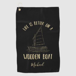 Nautical Boating Gold Family Beach Vacation Custom Golf Towel